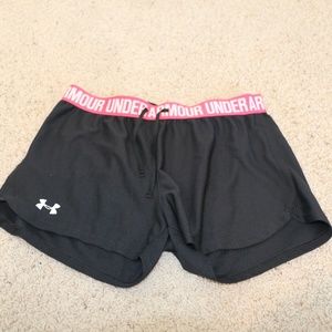 Under Armor Black Athletic Shorts with Pink Waist